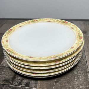 Vtg 30's Meito China The Windsor 22k Gold Trim Salad or Lunch Plates Set 6